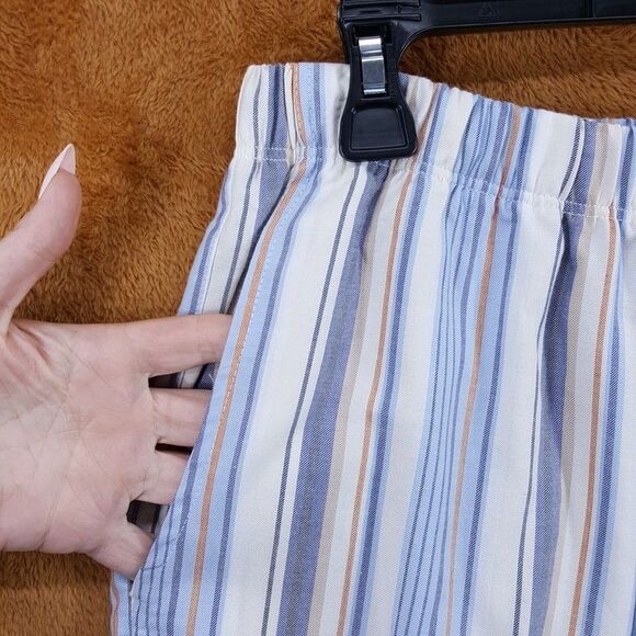 HANRO Shorts Mens Medium Blue Stripe Pull On Drawstring Lightweight DAY & NIGHT - Picture 2 of 9